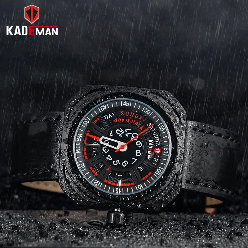 663 KADEMAN модные мужские часы Топ бренд Роскошные Кварцевые повседневные кожаный