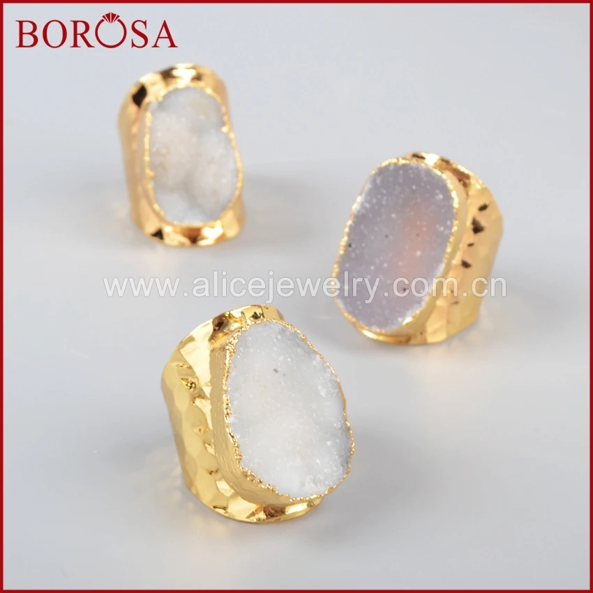 BOROSA Gold Color Freeform Natural Crystal Band Ring,Fashion Druzy Gems Crystal Ring Party Wedding Jewelry for Women G0935
BOROSA Gold Color Freeform Natural Crystal Band Ring,Fashion Druzy Gems Crystal Ring Party Wedding Jewelry for Women G0935