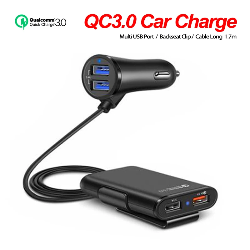 Quick Charge 4 Port QC3.0 3.1A USB Car Charger Universal USB Fast Adapter with 1.7M 5.6ft Extension Cord Cable for MPV Car Phone
Quick Charge 4 Port QC3.0 3.1A USB Car Charger Universal USB Fast Adapter with 1.7M 5.6ft Extension Cord Cable for MPV Car Phone