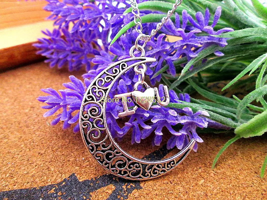 12pcs/lot Women Fashion Harajuku necklace, Crescent Moon necklace with I heart you charms
12pcs/lot Women Fashion Harajuku necklace, Crescent Moon necklace with I heart you charms