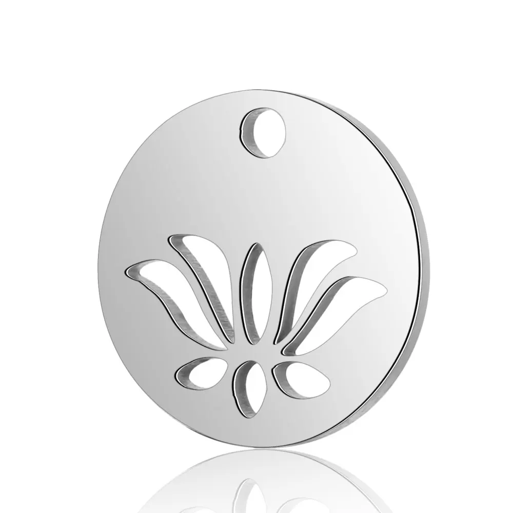 50pcs/Lot 316L Stainless Steel Charms lotus flower Pendants for Jewelry Making Bracelet DIY Handmade Accessories | Украшения и