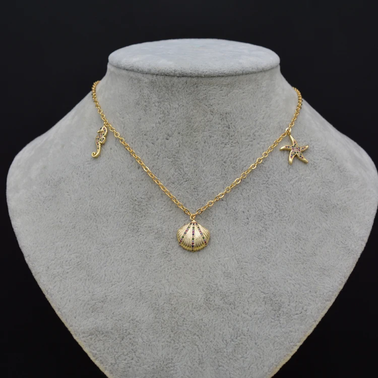 High Quality Sea Breath Beautiful Shell Seahorse Starfish Necklace Colorful Zircon Oxide Lady Jewelry Necklace
High Quality Sea Breath Beautiful Shell Seahorse Starfish Necklace Colorful Zircon Oxide Lady Jewelry Necklace