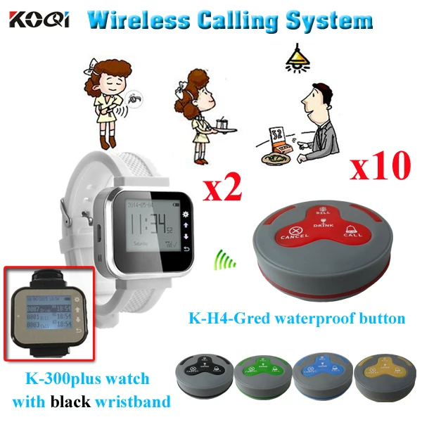 Wireless Waiter Call System Table Call Bell Button Personal Wireless Calling Equipment In 433.92MHZ (2 watch + 10 call buzzer )
Wireless Waiter Call System Table Call Bell Button Personal Wireless Calling Equipment In 433.92MHZ (2 watch + 10 call buzzer )