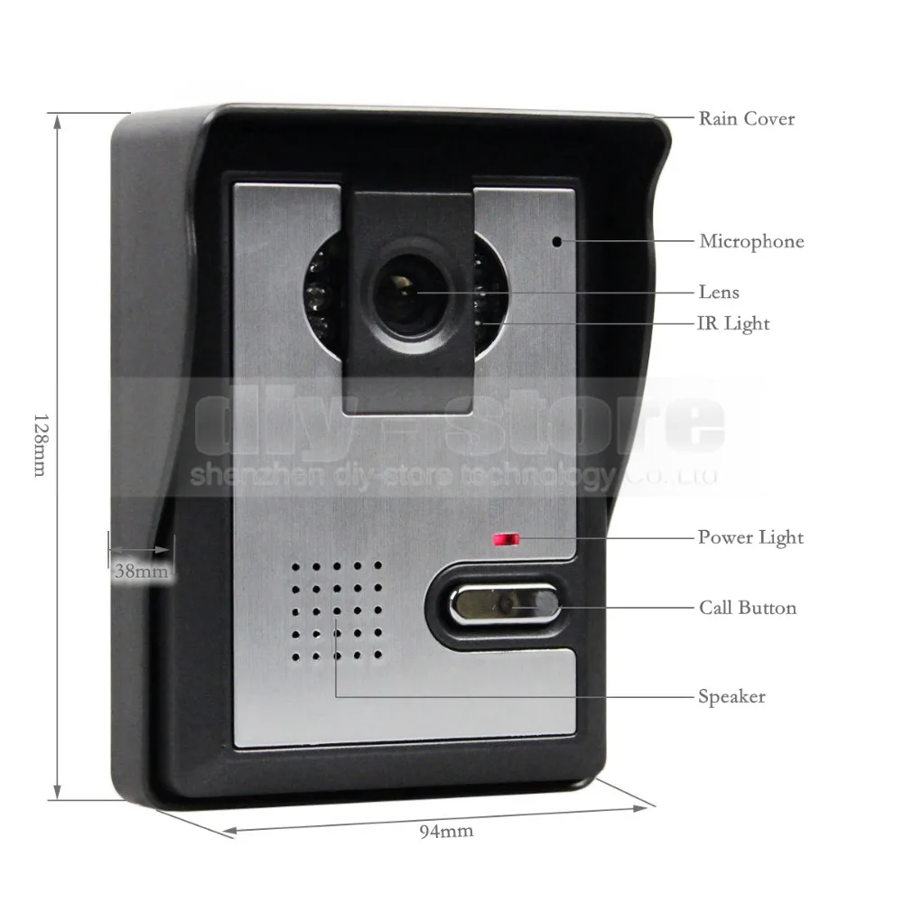 DIYSECUR 7inch Video Intercom Door Phone Doorbell IR Night Vision Camera 3 Monitors 800 x 480 Black | Безопасность и защита