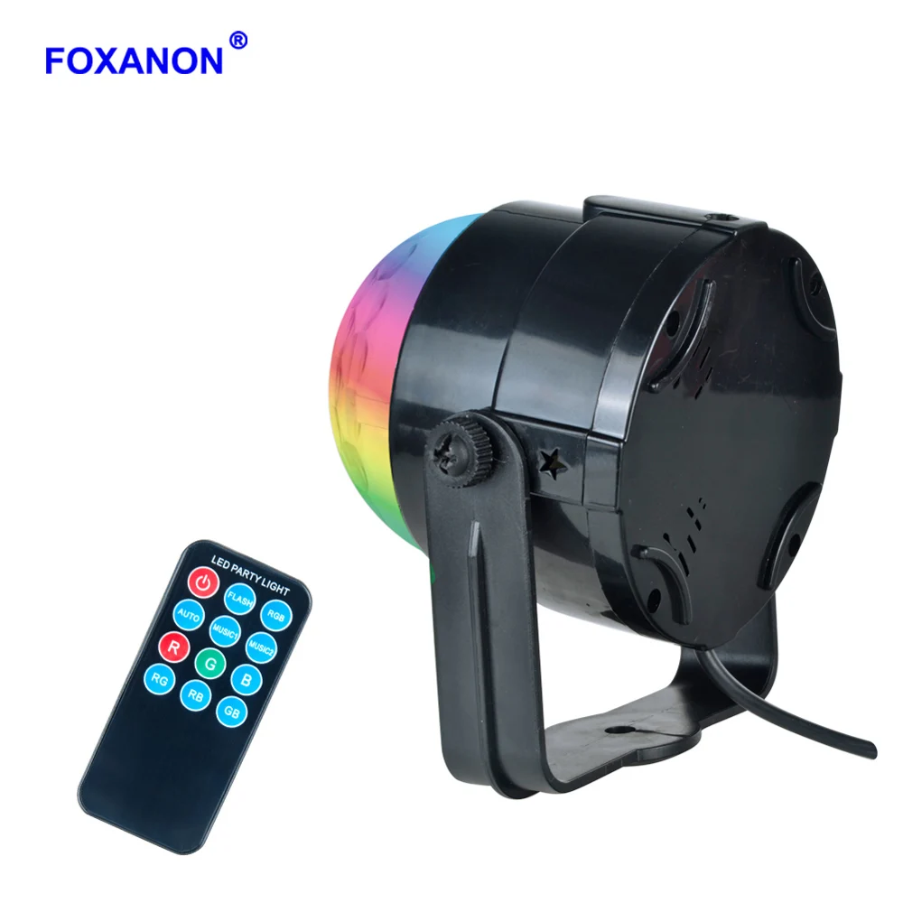 Foxanon RGB 3W Crystal Magic Ball Led Stage Light DJ KTV Disco Christmas Laser Lights Lighting Effect IR Remote Controller | Лампы и