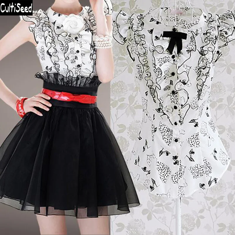 Cultiseed Women Summer Shirts Blouses Ladies Korean White Print Ruffles Sleeveless Vest Shirts Tops Female Slim Party Shirts
Cultiseed Women Summer Shirts Blouses Ladies Korean White Print Ruffles Sleeveless Vest Shirts Tops Female Slim Party Shirts