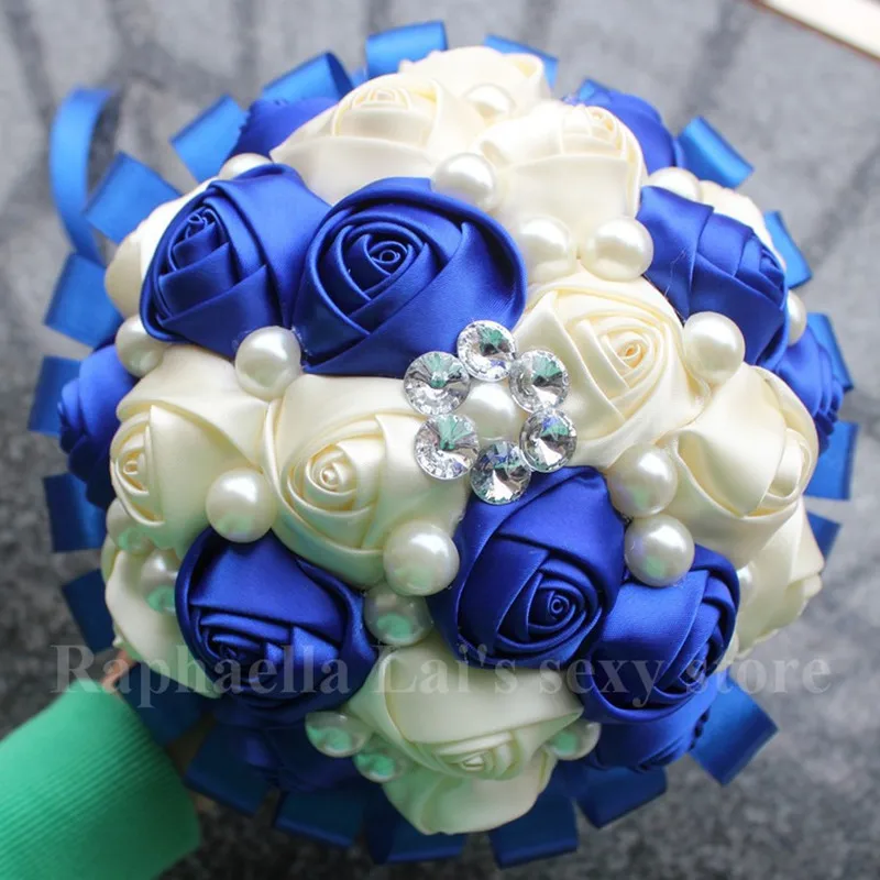 Luxury Ivory Royal Blue Wedding Bouquet Pearls Beaded Pretty Silk Rose Holding Flower Fake Bouquet for Bridal Customized W270-3
Luxury Ivory Royal Blue Wedding Bouquet Pearls Beaded Pretty Silk Rose Holding Flower Fake Bouquet for Bridal Customized W270-3