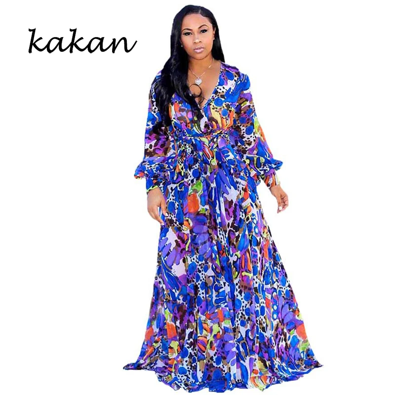 Kakan2019 autumn chiffon long dress women's digital print dress bohemian large size loose dress S-3XL-5XL
Kakan2019 autumn chiffon long dress women's digital print dress bohemian large size loose dress S-3XL-5XL