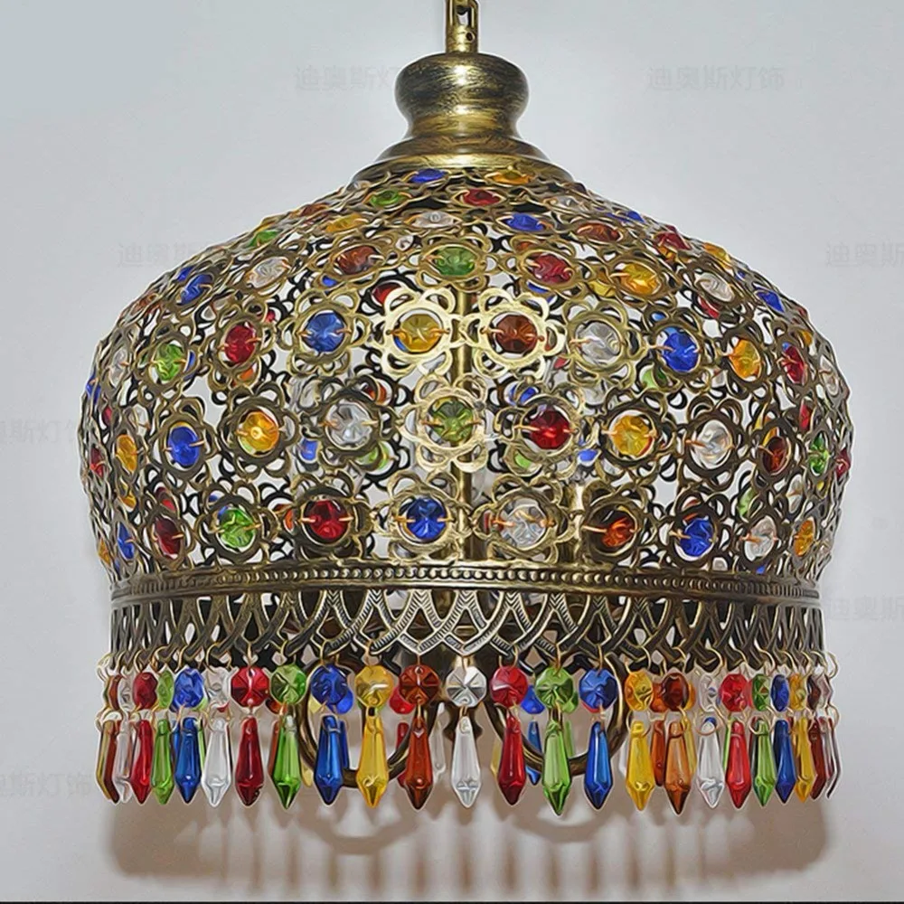 Bohemian Crystal Pendant Light Fixture Mediterranean Wrought Iron Pendant Lamp for Living Room Bedroom Restaurant Clothing Shop
Bohemian Crystal Pendant Light Fixture Mediterranean Wrought Iron Pendant Lamp for Living Room Bedroom Restaurant Clothing Shop