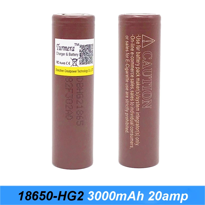 HG2 18650 3000 мАч электронная сигарета Перезаряжаемые батареи питания high разряда 20amp