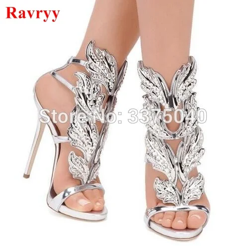 Ravryy Summer Rhinestone Crystal Leaves Winged Women Sandals High Heels Silver/Gold/Black Ankle Strap Shoes Woman
Ravryy Summer Rhinestone Crystal Leaves Winged Women Sandals High Heels Silver/Gold/Black Ankle Strap Shoes Woman