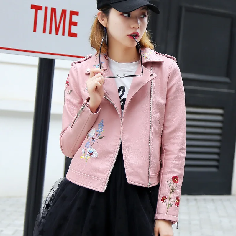 2018 New Spring Fashion Short Jackets PU Leather Woman Embroidery Leather Jacket Thin Slim Motorcycle Coats
2018 New Spring Fashion Short Jackets PU Leather Woman Embroidery Leather Jacket Thin Slim Motorcycle Coats