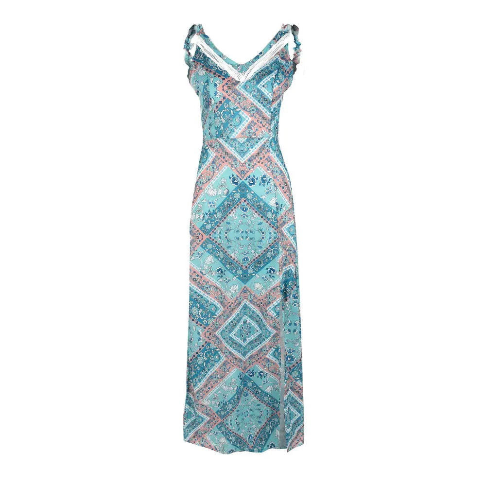 Sexy V Neck Floral Print Strap Maxi Dress Casual Split Sleeveless Backless Summer Boho Beach Dresses Back Bow Tie Long Dress New
Sexy V Neck Floral Print Strap Maxi Dress Casual Split Sleeveless Backless Summer Boho Beach Dresses Back Bow Tie Long Dress New