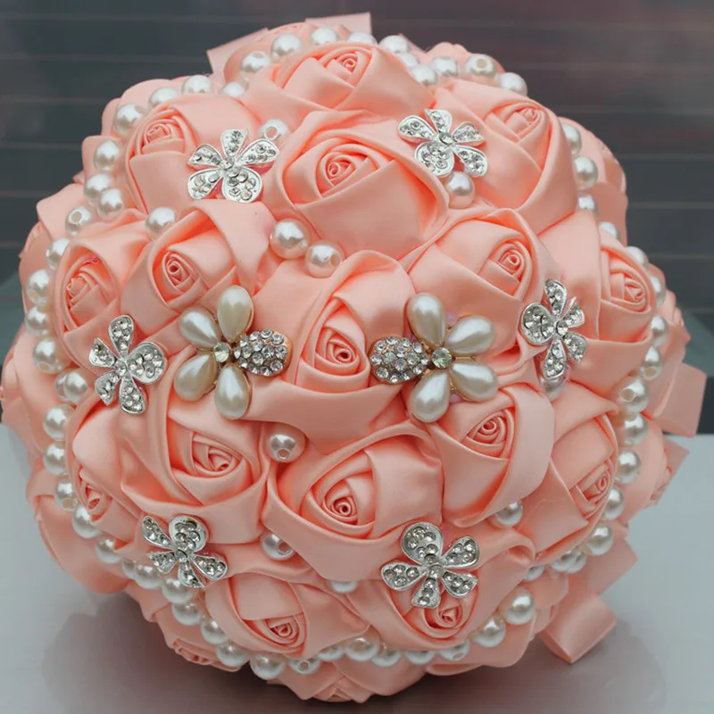 Champagne Bridal Bouquets Satin Rose Pearls Artificial Wedding Brooch Bouquet Wedding Flowers Bridal Bouquets W225-6
Champagne Bridal Bouquets Satin Rose Pearls Artificial Wedding Brooch Bouquet Wedding Flowers Bridal Bouquets W225-6