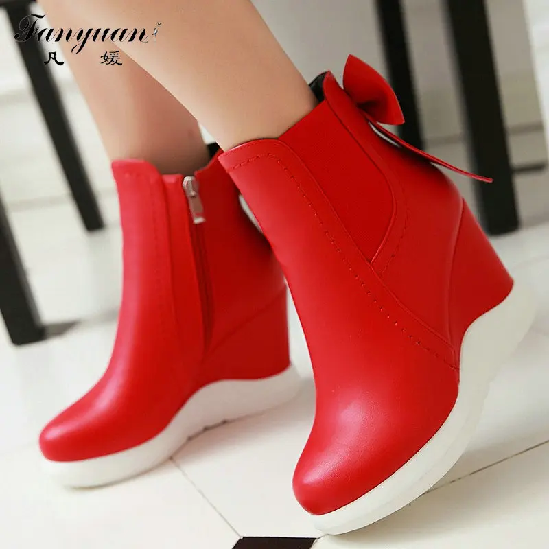 fanyuan Women Ankle Boots Wedges Heels Women Winter Boots Round Toe Shoes Woman Sweet Bowtie Zip Boots
fanyuan Women Ankle Boots Wedges Heels Women Winter Boots Round Toe Shoes Woman Sweet Bowtie Zip Boots
