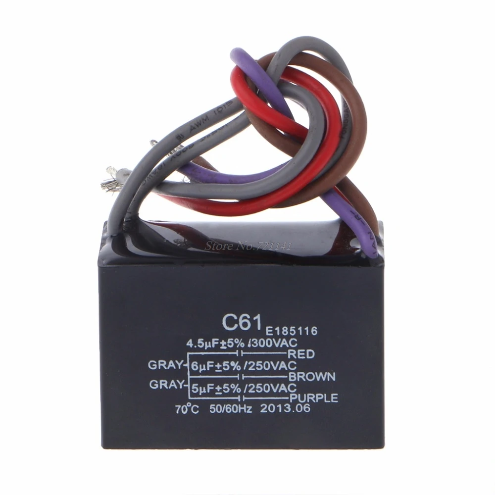 CBB61 электрическое реле питания Соединительный конденсатор 4 5 мкФ + 6 250V Провода