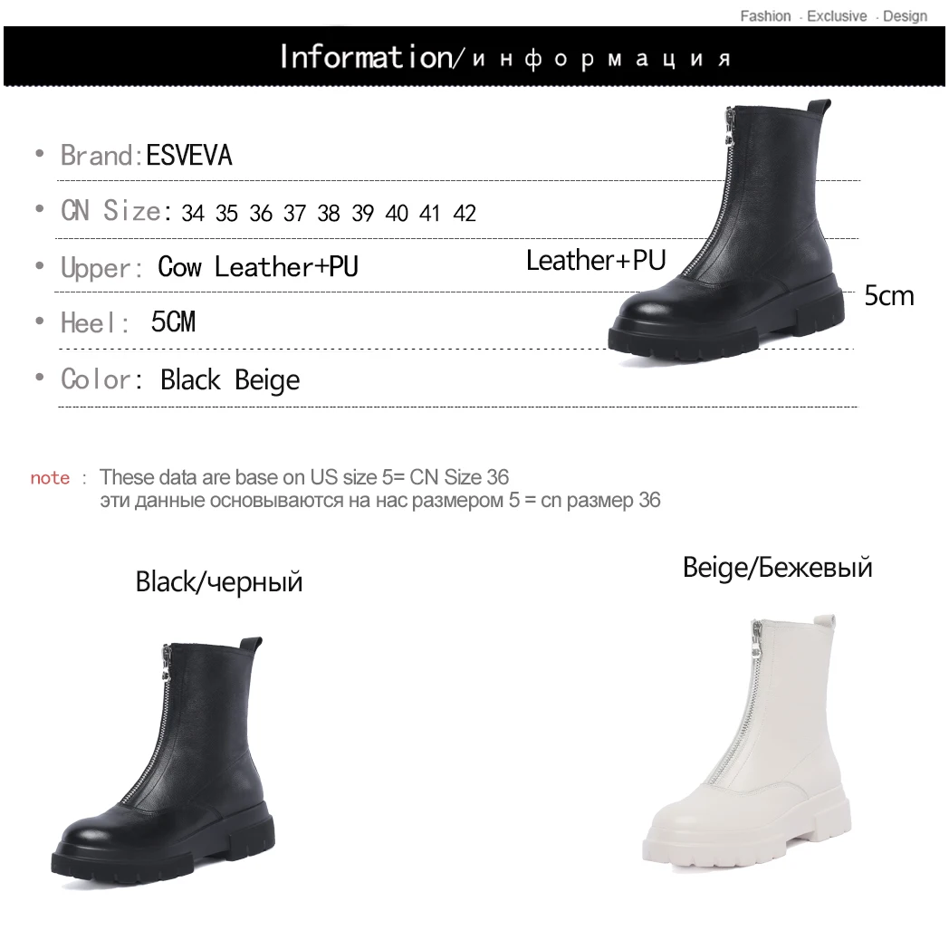 ESVEVA 2020 Women Boots Cow Leather+PU Autumn Shoes Zip Ankle Boots Round Toe Square Med Heels Woman Shoes Size 34-42
ESVEVA 2020 Women Boots Cow Leather+PU Autumn Shoes Zip Ankle Boots Round Toe Square Med Heels Woman Shoes Size 34-42