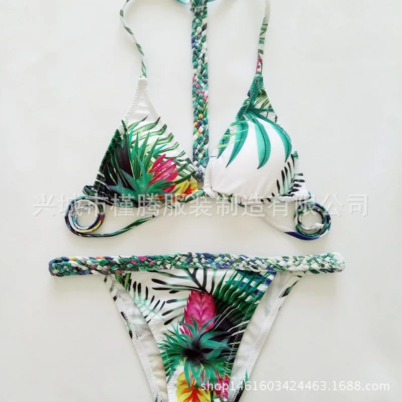 sexy backless Bikinis set Print Workmanship Knitting Halter Bikini Bandage Swimwear Lace Up Bandeau Vacation Beach Bathing Suit
sexy backless Bikinis set Print Workmanship Knitting Halter Bikini Bandage Swimwear Lace Up Bandeau Vacation Beach Bathing Suit