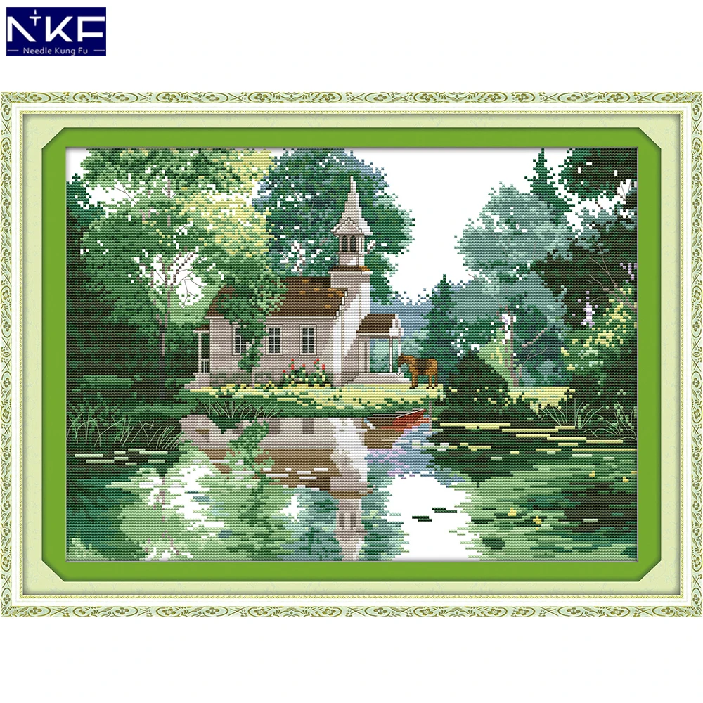 NKF The Lakeside Houses Stamped Cross Stitch DIY Kits Needlework Embroidery Set Chinese Cross Stitch for Home Decor
NKF The Lakeside Houses Stamped Cross Stitch DIY Kits Needlework Embroidery Set Chinese Cross Stitch for Home Decor