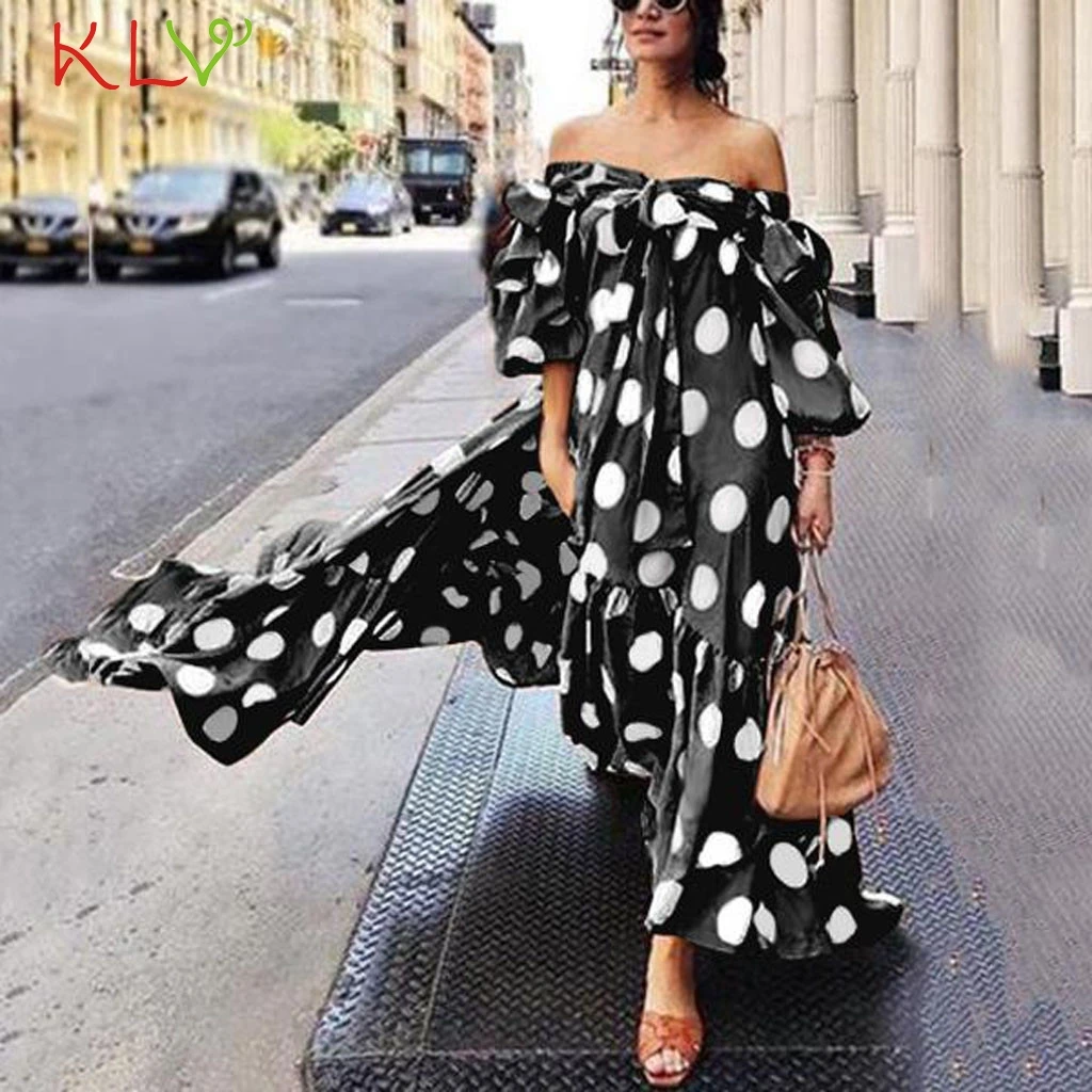 Dress Women Long Boho Dot Vintage Summer Maxi Elegant Casual Party Night 2019 Plus Size Vestidos Robe Femme 19May15 | Женская одежда
