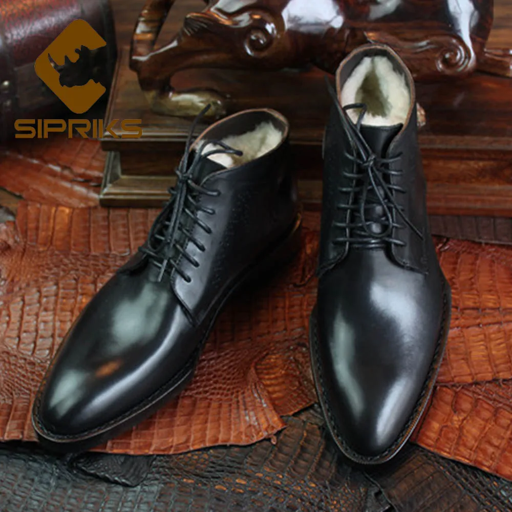 Sipriks Mens Italian Custom Goodyear Ankle Boots With Wool Russian Keep Warm Winter Boots Leather Outsole With Rubber Snow Boots
Sipriks Mens Italian Custom Goodyear Ankle Boots With Wool Russian Keep Warm Winter Boots Leather Outsole With Rubber Snow Boots