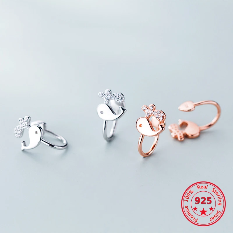 Korean Version Silver 925 Women's Earrings Delicate Fashion Rose Gold Whale Fish Ear Clip Gift For Woman Jewelry
Korean Version Silver 925 Women's Earrings Delicate Fashion Rose Gold Whale Fish Ear Clip Gift For Woman Jewelry