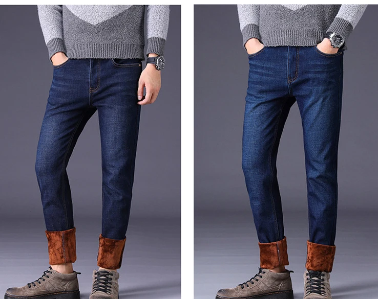 Winter Mens Thick Warm Jeans Classic Fleece Male Denim Pants Cotton Blue Black Quality Long Trousers for Men Brand Jeans Size 42
Winter Mens Thick Warm Jeans Classic Fleece Male Denim Pants Cotton Blue Black Quality Long Trousers for Men Brand Jeans Size 42