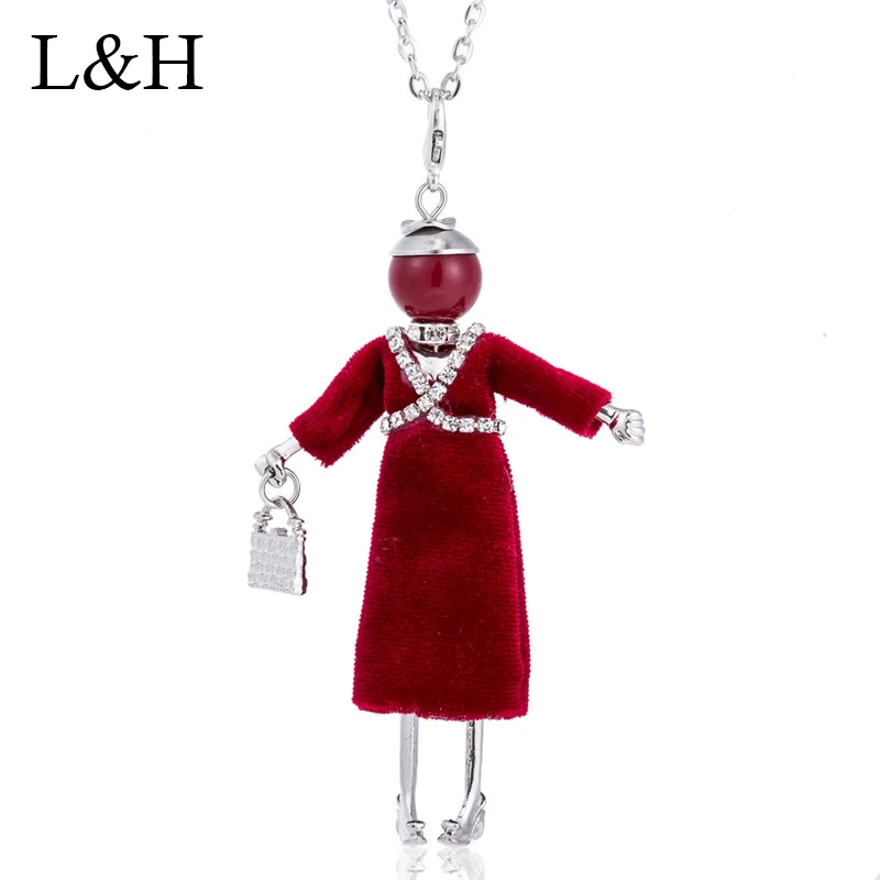 Rhinestone Black Red Dress Doll Pendant Long Chain Necklace 2018 New Rhinestone Maxi Necklaces & Pendants Jewelry Gift For Women
Rhinestone Black Red Dress Doll Pendant Long Chain Necklace 2018 New Rhinestone Maxi Necklaces & Pendants Jewelry Gift For Women