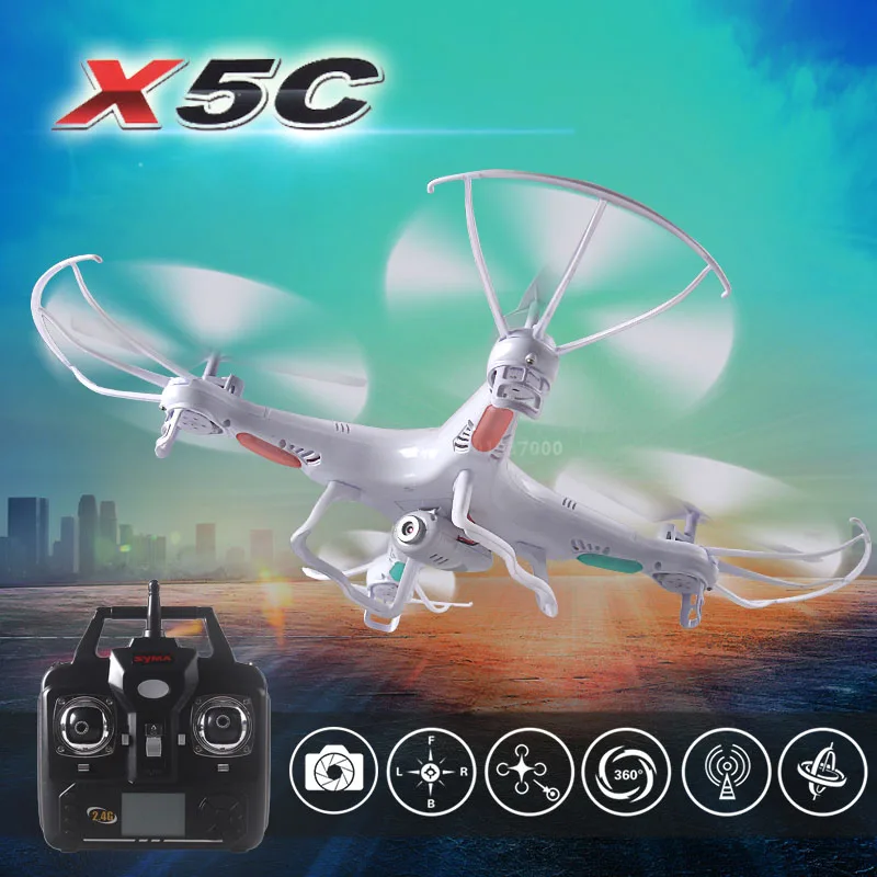 

Syma X5C 2.4G 4CH 6-Axis Original quadcopter RC helicopter drone with 2MP HD FPV camera RC toy-white