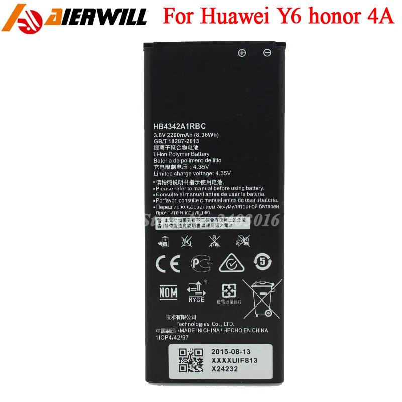 Аккумулятор HB4342A1RBC для Huawei y5II Y5 II 2 Ascend 5 + Y6 honor 4A SCL TL00 5A LYO L21 аккумулятор 2200 мАч|battery