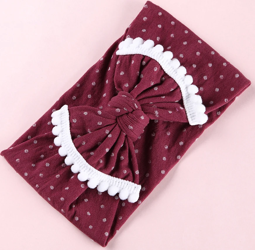 12PC/lot Pompom Trim Nylon Turban Headband Newborn Polka Dot Knot Bow Headband,Nylon Bow Headwraps Girls Hair Accessories
12PC/lot Pompom Trim Nylon Turban Headband Newborn Polka Dot Knot Bow Headband,Nylon Bow Headwraps Girls Hair Accessories