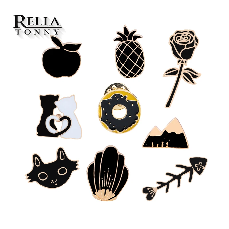 Creative Black Rose Brooch Cartoon Apple Pineapple Cat Fish Bone Enamel Pins Women Men Hat Lapel Badge Collection Jewelry Gifts
Creative Black Rose Brooch Cartoon Apple Pineapple Cat Fish Bone Enamel Pins Women Men Hat Lapel Badge Collection Jewelry Gifts