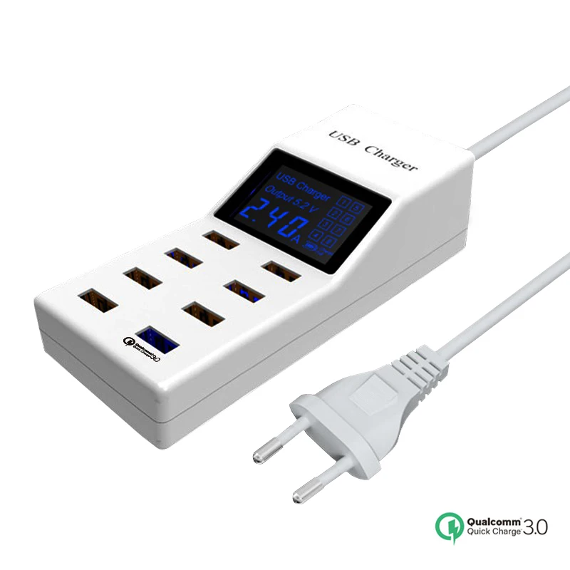 40W Quick Charge QC 3.0 Smart USB Phone Charger LED Display Fast Charging Power Adapter Dock Station Hub Tablet Charging Station
40W Quick Charge QC 3.0 Smart USB Phone Charger LED Display Fast Charging Power Adapter Dock Station Hub Tablet Charging Station