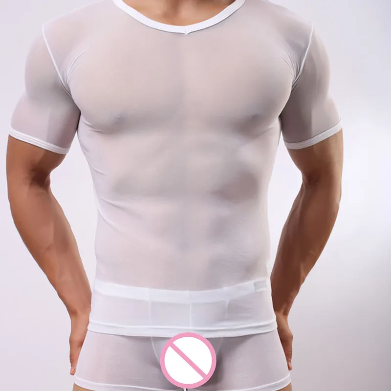 Mesh Sexy Mens Top Tees T Shirts Transparent Bodybuilding Fitness Tshirt Short Sleeve Gay Male Singlets Undershirts
Mesh Sexy Mens Top Tees T Shirts Transparent Bodybuilding Fitness Tshirt Short Sleeve Gay Male Singlets Undershirts