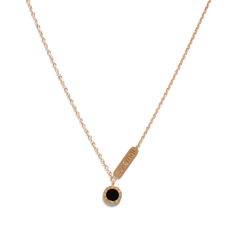 YUN RUO Rose Gold Color Black Shell Roman Number Pendant Necklace Fashion Titanium Steel Jewelry Woman Birthday Gift Never Fade
YUN RUO Rose Gold Color Black Shell Roman Number Pendant Necklace Fashion Titanium Steel Jewelry Woman Birthday Gift Never Fade
