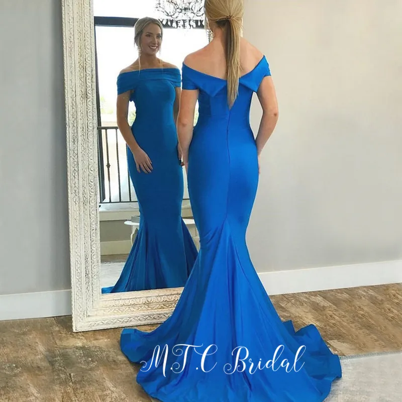 Elegant Blue Mermaid Long Dress Evening Off The Shoulder 2019 Sweep Train Elastic Satin Formal Dresses Cheap Prom Party Gowns
Elegant Blue Mermaid Long Dress Evening Off The Shoulder 2019 Sweep Train Elastic Satin Formal Dresses Cheap Prom Party Gowns