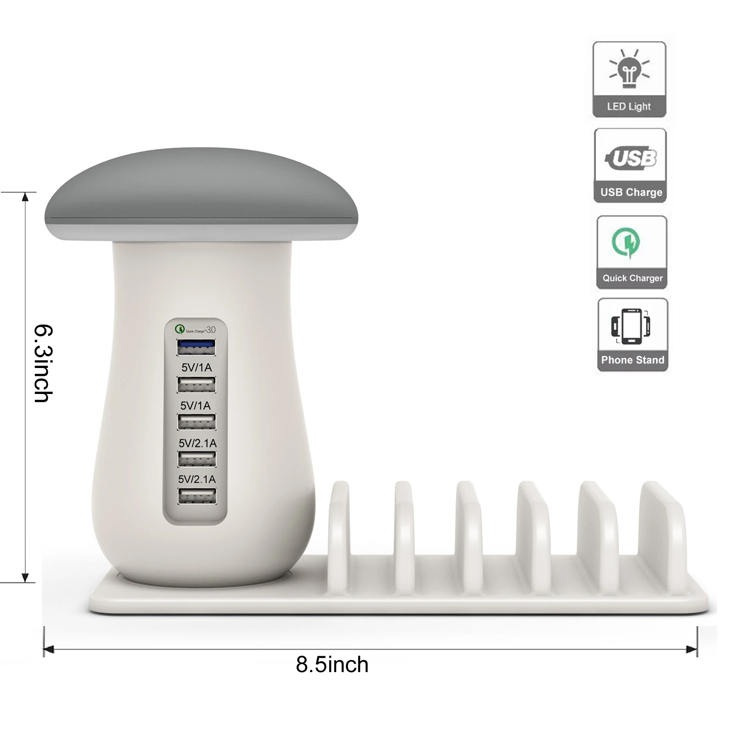 Multi Port Quick charger 3.0 Mushroom Lamp QC3.0 Charge for smart phone Led Lamp USB Charging Station Dock
Multi Port Quick charger 3.0 Mushroom Lamp QC3.0 Charge for smart phone Led Lamp USB Charging Station Dock