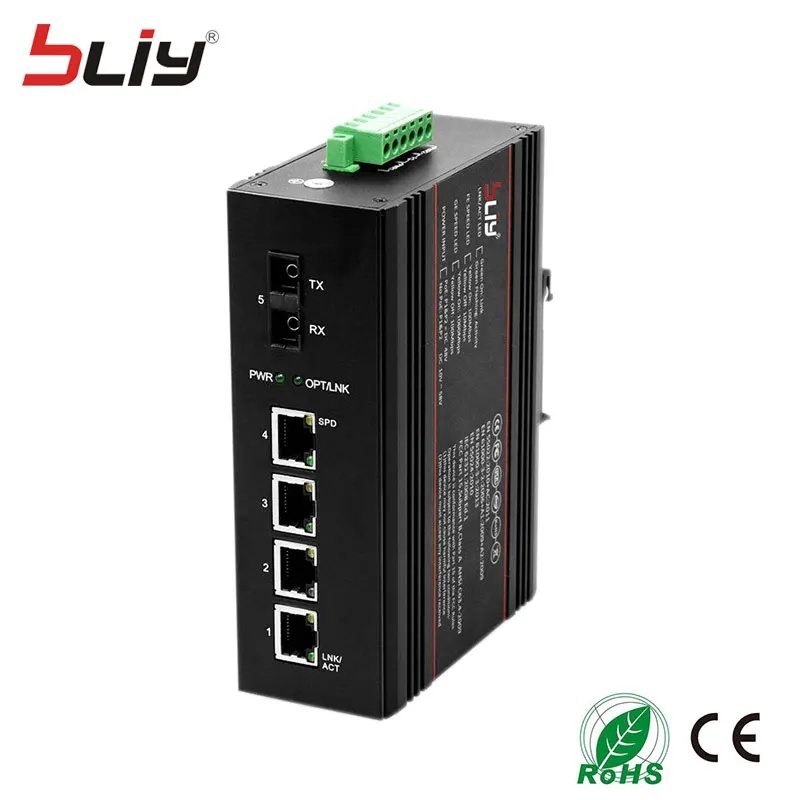 Bliy 1GX4GT 4 gigabit industrial fiber switch ethernet port singlemode dual fiber optical switch poe switch ethernet mikrotik
Bliy 1GX4GT 4 gigabit industrial fiber switch ethernet port singlemode dual fiber optical switch poe switch ethernet mikrotik