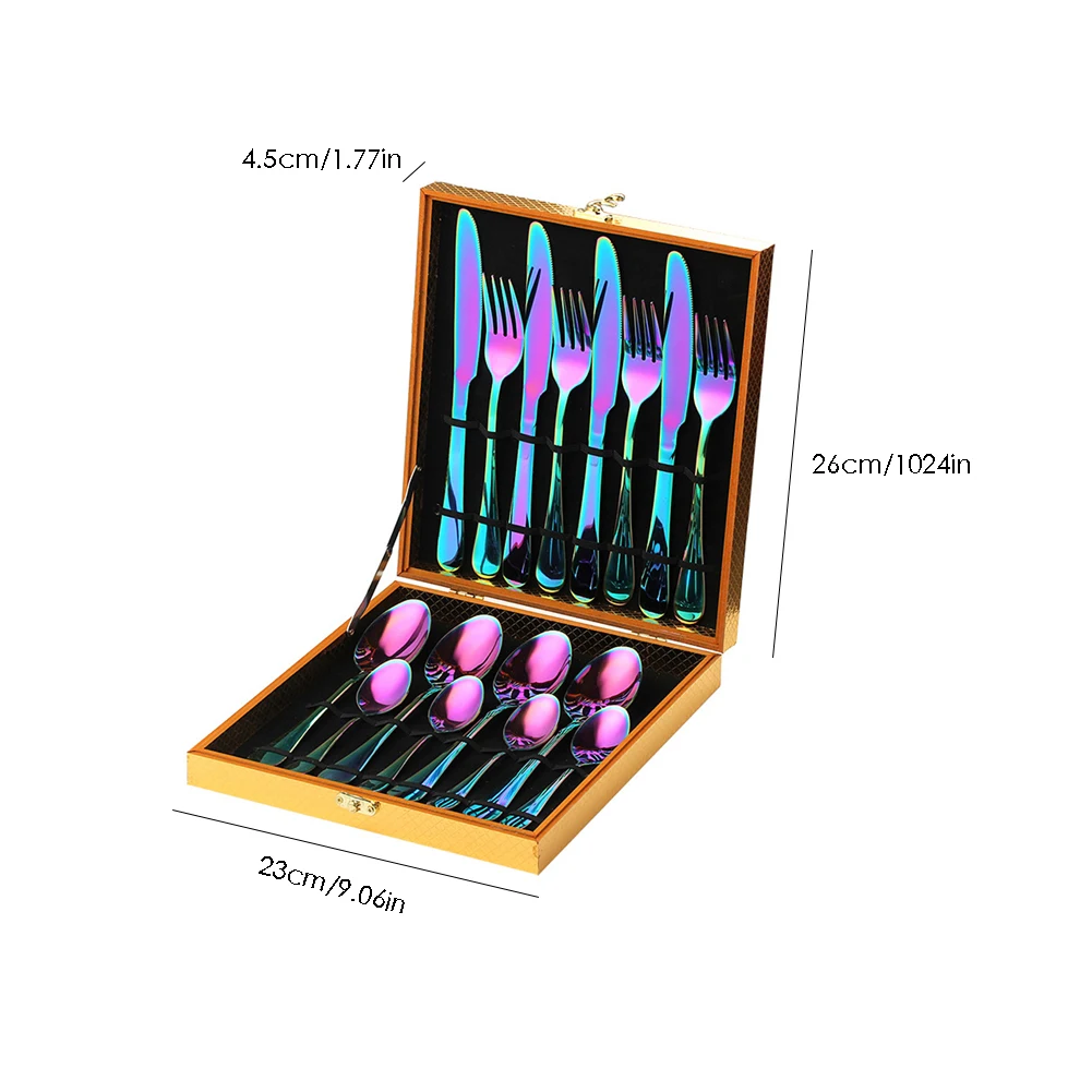16 /24pcs Cutlery Set Rainbow Gold-Plated Stainless Steel Cutlery Spoon Dinnerware Set Hotel Tableware Talheres Party Supplies
16 /24pcs Cutlery Set Rainbow Gold-Plated Stainless Steel Cutlery Spoon Dinnerware Set Hotel Tableware Talheres Party Supplies