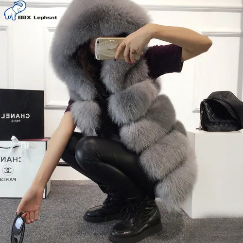 2018 Autumn winter fashion Faux Fur hooded Vest Women Sleeveless Jacket Female fake Fox Winter Coat Casual casaco | Женская одежда