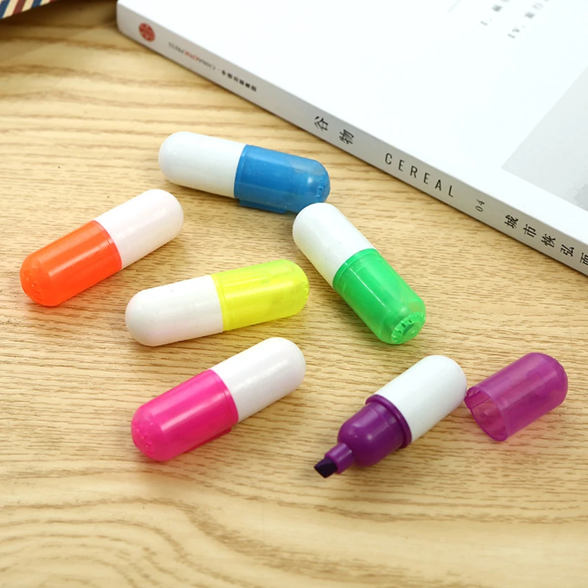 1pc Capsules Highlighter Vitamin Pill Highlight Marker Color Pens Stationery Office School Supplies customize with logo
1pc Capsules Highlighter Vitamin Pill Highlight Marker Color Pens Stationery Office School Supplies customize with logo