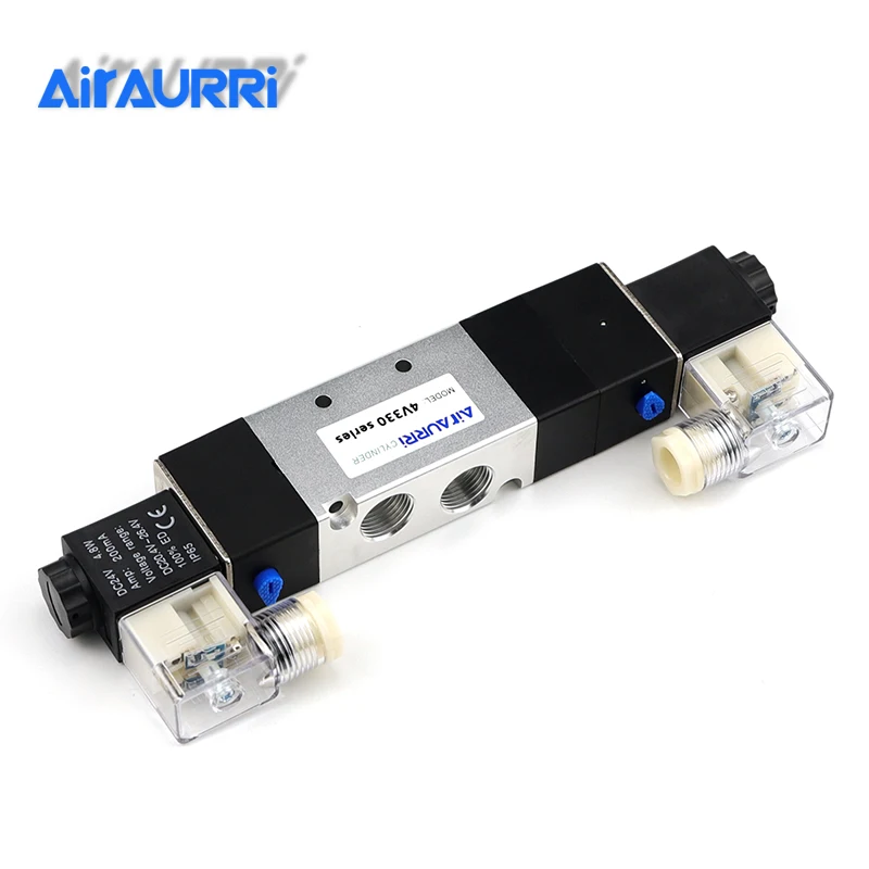 

4V330-10 5Way 3Position Dual Solenoid Pneumatic Air Valve 3/8" BSPT DC12V DC24V AC110V AC220V