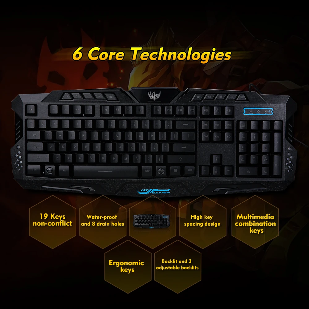 USB Wired Gaming Keyboard Laser 3-Level Backlit Ergonomic Switchable LX-K002 Mechanical Feel For LOL Computer | Компьютеры и офис