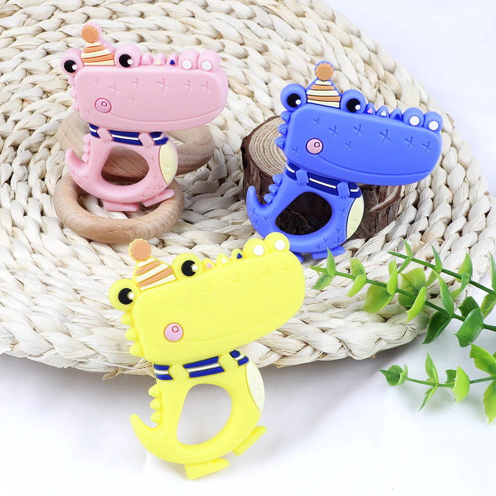 TYRY.HU 5 PC Dinosaur Food Grade Silicone Baby Teethers Pendant Necklace DIY Accessory BPA Free Chewable Toys Teether | Мать и ребенок
