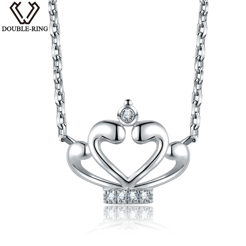 DOUBLE-R 0.03ct Real Diamond Necklace Women Solid 925 Silver Crown Pendant Female Classic Anniversary Gift Diamond Jewelry
DOUBLE-R 0.03ct Real Diamond Necklace Women Solid 925 Silver Crown Pendant Female Classic Anniversary Gift Diamond Jewelry