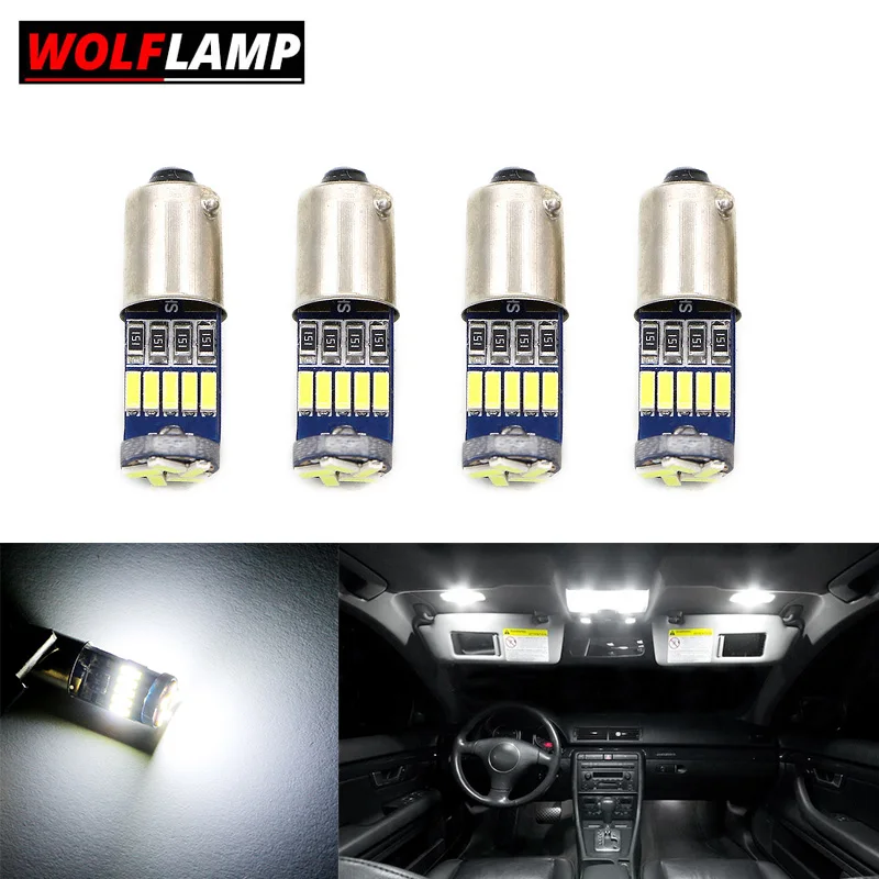 Wolflamp 4 шт. Canbus Белый BA9S T4W светильник для интерьера приборной панели