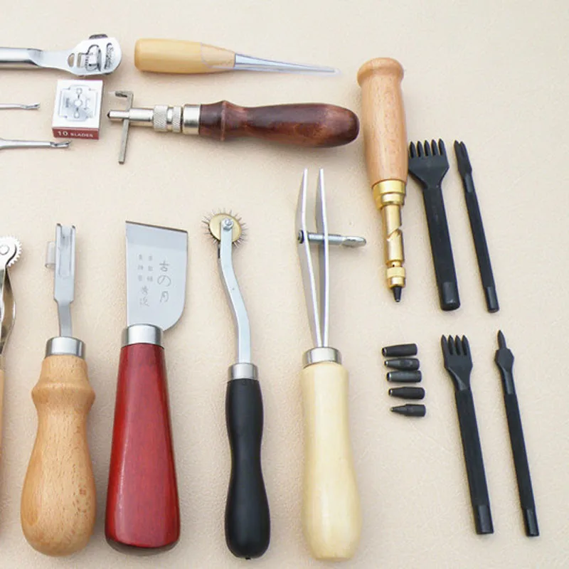 High Quality 18 PCS a SET Leather Craft Punch Tools Kit Stitching Carving Working Sewing Saddle Groover
High Quality 18 PCS a SET Leather Craft Punch Tools Kit Stitching Carving Working Sewing Saddle Groover