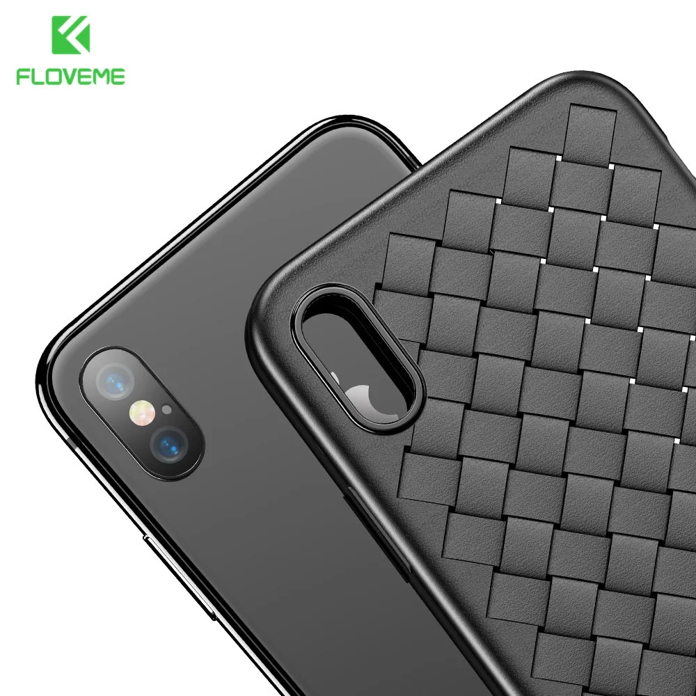 FLOVEME Woven Silicone Case For iPhone XS Max XR Cover Braided Leather Soft Phone Shell 6S 6 7 8 Plus X 10 Cases Capa |