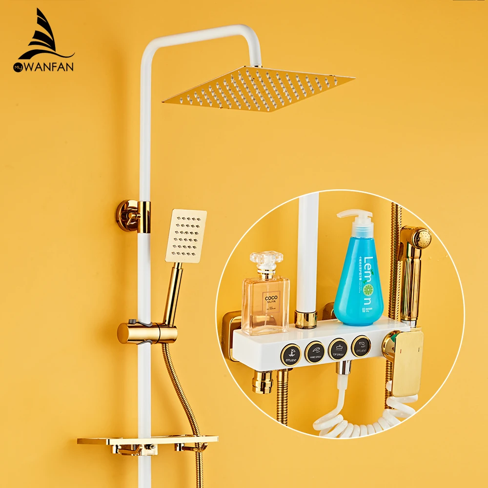 Shower Faucets Brass White Bathtub Faucet Round Tube Single Handle Top Rain Shower With Slide Bar Wall Water Mixer Tap 877837WK
Shower Faucets Brass White Bathtub Faucet Round Tube Single Handle Top Rain Shower With Slide Bar Wall Water Mixer Tap 877837WK