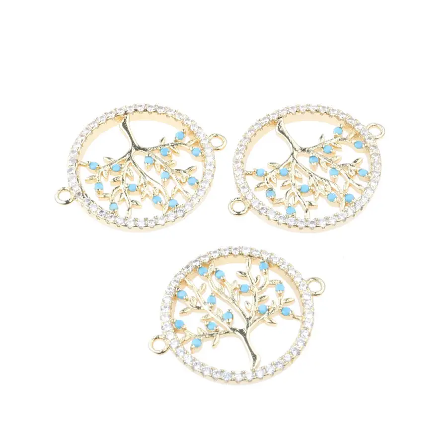 Микро проложить Древо жизни Pave Ожерелья Подвески Медь Браслет Разъем Jewelry